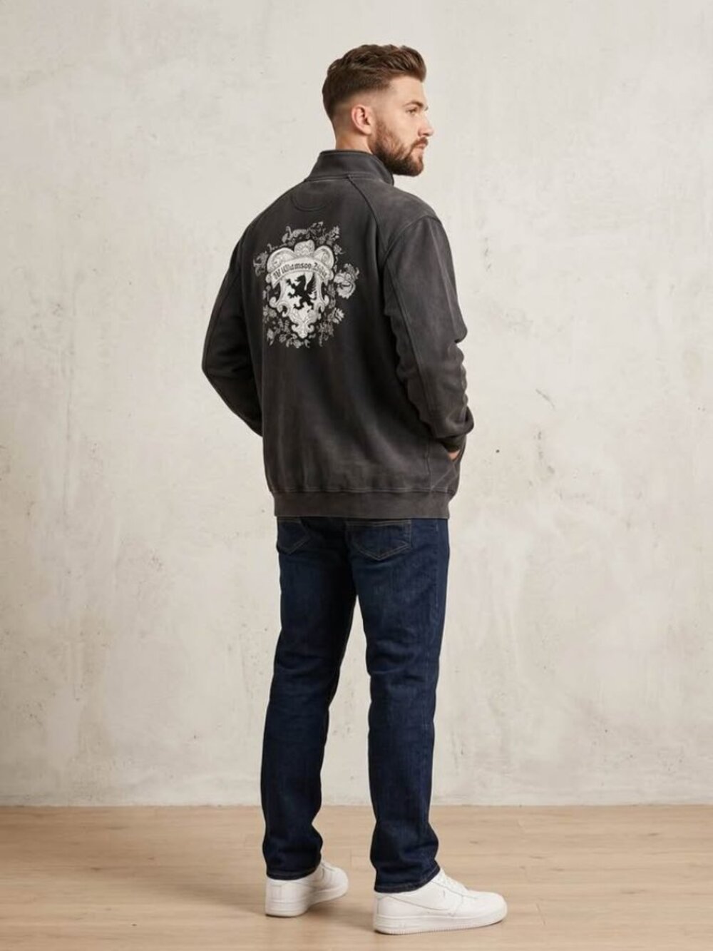 Vintage Y2K Dickies Williamson-Dickie Gothic Heraldic Graphic Zip-Up Sweater